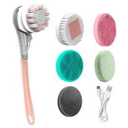 Brushes Kemei Split Type Electric Body Brush Rechargeable Rotating Back Washer Long Handle Exfoliating Scrubber for Shower Bathing