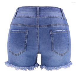 Women's Shorts Women Summer Stylish High Waist Denim With Ripped Edge Detail Slim Fit Button Closure Soft For