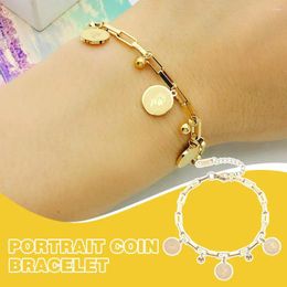 Link Bracelets 316 Stainless Steel Gold Color Heart Charms Bracelet For Women Vintage Rustproof Girls Wrist Jewelry Party Wedding Gift L6O5