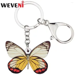Keychains WEVENI Acrylic Anime Jewellery Patten Pieridae Butterfly Keyrings For Women Girl Bag Wallet Car Key Holder Charms GIFT