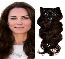 Indian Human Hair Clip In Hair Extension 16quot26quot 2 7Pcs Dark Brown Body Wave Clip In Extensions Clips In8364710