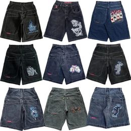 JNCO Y2K baggy jeans Denim Shorts Harajuku vintage pattern Men Women Hip Hop Summer Gothic Men Basketball Shorts Streetwear 240409