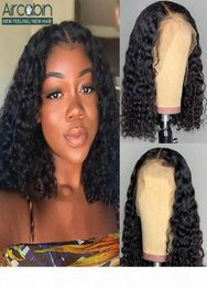 Aircabin Deep Wave 16 Inch 13x6 Type T HD Transparent Lace Frontal Bob Wigs Glueless Brazilian Remy Human Hair Wigs For Women8655538