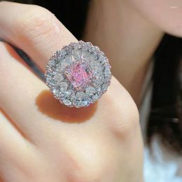 Cluster Rings Big Flower Finger Ring Zircon 925 Sterling Silver Engagement Wedding Band For Women Men Birthday Party Jewelry Gift