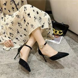 Dress Shoes Spring And Autumn High Heel Women Versatile Thin Professional Pointed Black Buckle Strap Single Shoe