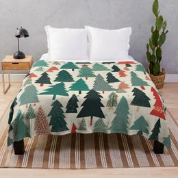 Blankets Japanese Christmas Trees Pattern Chiyogami Winter Design Throw Blanket Thin Fluffy Camping