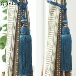 Accessories QGVLish 2Pcs/Pair Curtain Brush Tiebacks Tassel Fringe Hanging Belt Balls Curtain Accessories Holderback Tie Backs Lashing Bind