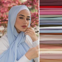 Womens Elegant Modest Muslim Islamic Bubble Chiffon Scarf Ramadan Soft Lightweight Hijab Stores Bandana Headscarf 240408