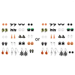 Stud Earrings 20 Pairs Halloween Earring Set Bat Spider Web Skeleton Pumpkin Lamp Ghost Cross Pendant Ear Studs Jewellery For Women