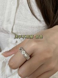 Original brand High version V Golden Van Kaleidoscope Ring Wide and Narrow Full Diamond 18K Rose Gold Flower Light Luxury Style Womens With logo FQSP