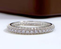 Eternity Micro Pave Moissanite Diamond Ring 100 Original 925 sterling silver Wedding band Rings for Women Men Promise Jewelry2944505