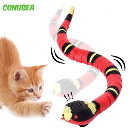 Rc Snake Animals Intelligent Electric Obstacle Avoidance Silver Ring Snake Smart Sensing Electronic Toys for cat Halloween 240408