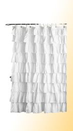 17Plain Colour Waterproof Corrugated Edge Shower Curtain Ruffled Bathroom Curtain Decoration3247315