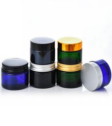 Glass cosmetic jars cream bottles with aluminum plastic lids in color blackbluegreen 20g 30g 50g7778472