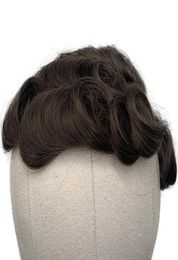 2020 Men Toupee Skin PU Malaysian Remy Human Hair Replacement System 4R Brown Colour Human Hair Toupee for Men Wig 8x10 Hair7341358