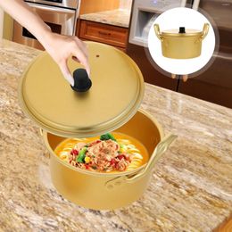 Double Boilers Ramen Noodles Household Small Cooking Pot Gas Double-ear Soup Thickened And Deepened Instant Yellow Aluminum With Lid Pots