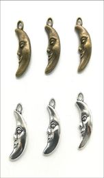 100pcs Moon God Face Alloy Charm Pendant Retro Jewelry DIY Keychain Ancient Silver Bronze Pendant For Bracelet Earrings 19x9mm9160572