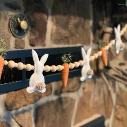 Decorative Figurines Wooden Beads Fireplace Garland Cute Carrot Hanging Home Stuffed Banner Decorations Easter