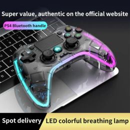 Gamepads Transparent Crystal Bluetooth Gamepad Colorful Light Game Controller Wireless Handle For Switch/PS4/Android HID/IOS/Computer