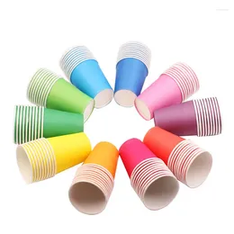 Disposable Cups Straws Eco-Friendly Colorful Face 10 Pieces/Set Color Manual Paper Cup Party Bar Restaurant Household Supplies