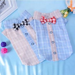 Dog Apparel Shirt Striped Puppy Clothes Soft Casual Pet Plaid Cute Sweethearts Outfit Doggy Costumes And Bow Tie Birthday Party