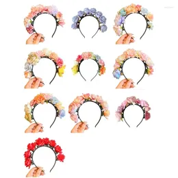 Hair Clips Colourful Flower Headband Bohemian Accessory Cosplay Hoop Clip Florals Wreaths Hairband For Girls