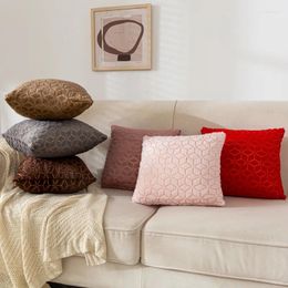 Pillow Modern Style Cover Solid Color Short Plush Red Black Geometric Square Decorative Pillows Home Office Sofa Bed Pillowcase