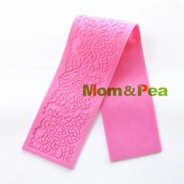 Baking Moulds Mom&Pea GX107 Silicone Lace Mould Big Size Cake Decoration Fondant 3D Food Grade Mould