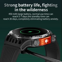 Outdoor Compass Smart Watch Men LED Flashlight Heart Rate Blood Pressure Health Monitoring Watches Bluetooth Call Smartwatch Man