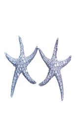 Starfish Style Earring White Gold Filled 5A clear Diamond Cz Engagement wedding Stud Earrings for women festival Gift6647462