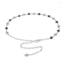 Belts Elegant Green Gemstone Decoration Belt Women's Fine Metal Waist Chain Dress With Closure Accessories Rhinestone Skirt C