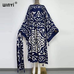 Casual Dresses Africa Middle East High-quality Caftan Kaftan Fashion Print 2024 WINYI Maxi Women's Robes Long Beach Bohemian Holidaydress