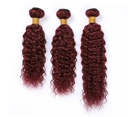 Burgundy Red Malaysian Wet and Wavy Human Hair Bundles 300Gram Wine Red Virgin Hair Extensions Pure 99J Human Hair Weaves Water Wa4662395