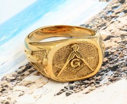 Gold 316L Stainless Steel Masonic Ring For Men Master Masonic Signet Ring Mason Ring Ethnic Cool Punk Rock Jewelry Male Wom7941339