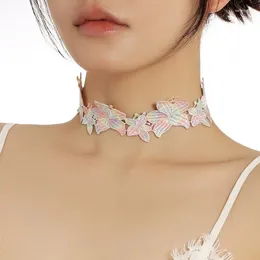 Choker Delicate Hollowed Lace Necklace With Flower Pattern Adornment Sophisticated Collar For Weddings And Parties