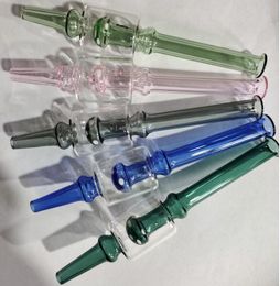 Latest Twist Colourful Pyrex Stick Glass Pipes Philtre Handpipes Cigarette Holder Dabber Tips Portable Innovative Smoking Oil Rigs Straw Hand Tube