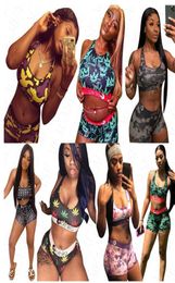 Women Swimwear Swimsuit 2 piece Bikini set Vest Tank Bras and Shorts Swimsuit Beach Playsuit Swimming Bathing Suit Tankinis D617041863103