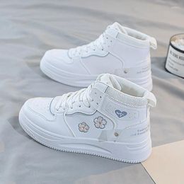 Casual Shoes Women Sneakers Leather Platform Winter Korean White Ladies Lace Up High Top Woman Vulcanised 2024