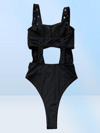 Women039s Swimwear Black One Piece Swimsuit Cut Out Badpak Fused Monokini Thong Nylon Spandex Swim Suit 2021 Summer Women Sexy8213366