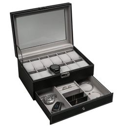 Jewellery Boxes Ogrmar 12 Slot Pu Leather Lockable Watch Storage Men Women Display Der Case 2tier Organiser Showcase With Glass Lid 2425516