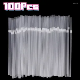 Disposable Cups Straws 100 Pcs Plastic Drinking 21cm Long Flexible Bendable Drink Straw For Party Juice Cocktail Supplies Accessories