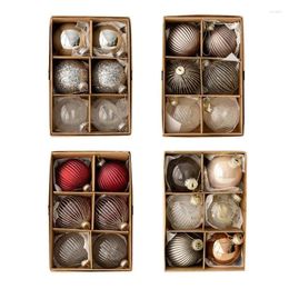 Party Decoration Q6PE Elegant Set Of 6 Glass Christmas Bauble Balls Ornament Pendant For Outdoor
