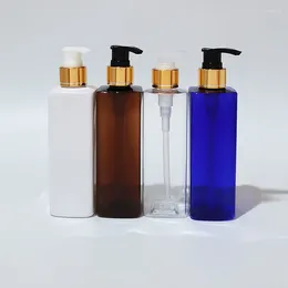 Storage Bottles 20pcs 250ml Empty Square PET Gold Silaver Lotion Pump Plastic Cosmetic Packaging Personal Care Shampoo Shower Gel Bottle