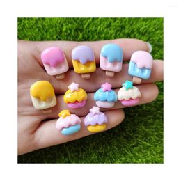 Decorative Flowers Cute Mini Popsicle Ice Cream Cakes Flat Back Resin Cabochons Scrapbooking DIY Jewelry Craft Decoration Accessories