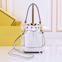 Sheepskin Shoulder Bag Designer Mini Bucket Bag Embossed Crossbody Bag For Women'S Fashionable Black Handbag Drawstring Leather Shoulder Bag