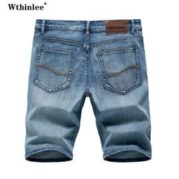 Summer Shorts Jeans Men Denim Pants Stretch Dark Blue Fashion Design Mens Jeans Slim Straight Male Short Jeans Hombre 240412