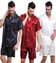 Mens Silk Satin Pajamas Pyjamas PJS Short Set Sleepwear Loungewear SMLXL2XL3XL4XL Plus 2109183054479