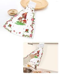 Towel Flower Butterfly Mushroom Hand Towels Home Kitchen Bathroom Hanging Dishcloths Loops Quick Dry Soft Absorbent