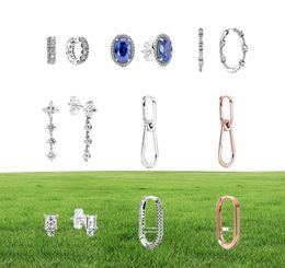 NEW 100% 925 Sterling Silver Earrings ME soil zirconium Ear Studs charm Beads Fit Original DIY Dangler Wholesale factory6341624