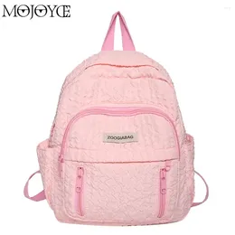 Backpack Students Solid Color Nylon School Handbag Multi-Pocket Folds Lightweight Scratch Resistant Adjustable Daily Leisure